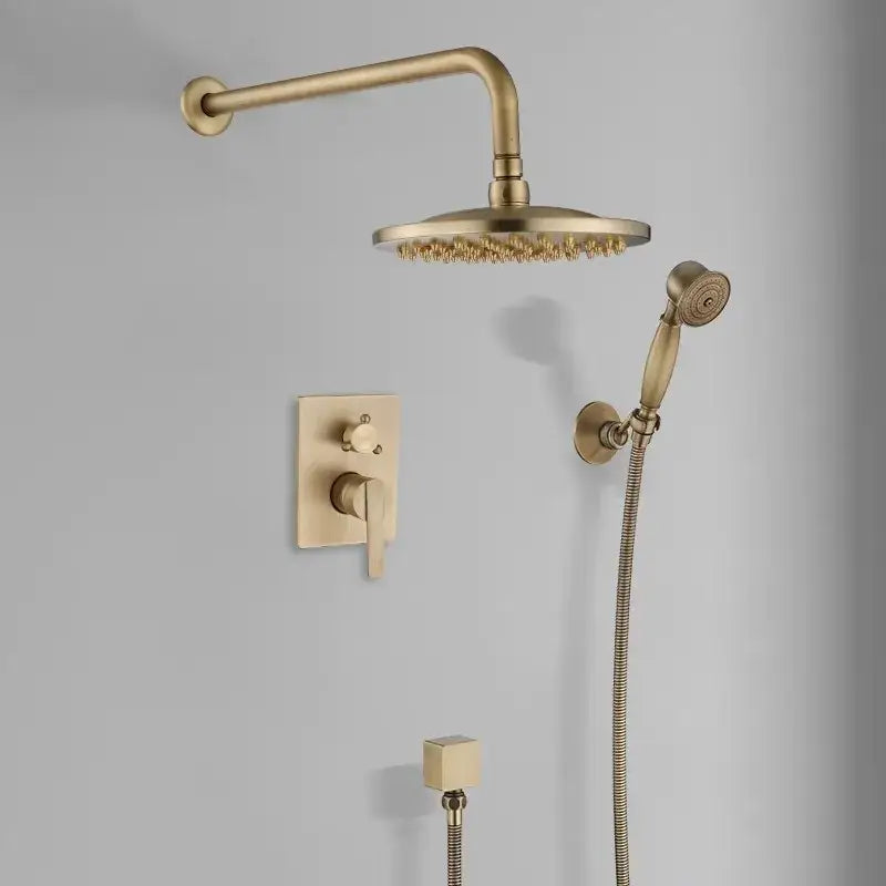 مجموعة خلاط دش نحاسي عتيق DecorBites™ برأس دائري 10 بوصة - طقم حمام مثبت على الحائط
