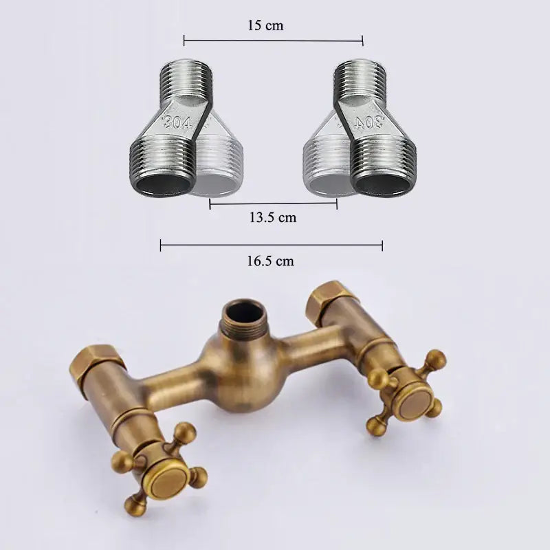 DecorBites™ Antique Brass Shower Faucet Set with 8'' Rainfall Head & Swivel Spray