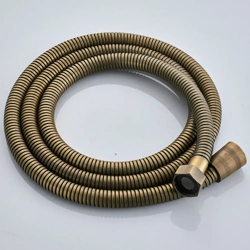 DecorBites™ Antique Brass Shower Faucet Set with Rain Head, Hand Shower, Hose & Valve