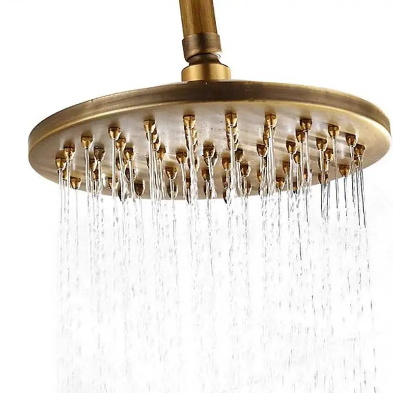 DecorBites™ Antique Brass Shower Faucet Set with Rain Head, Hand Shower, Hose & Valve