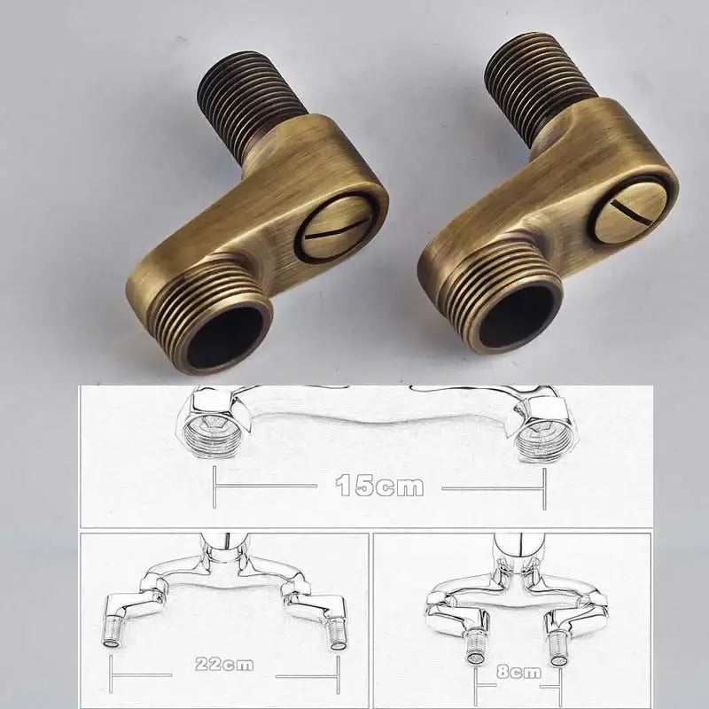 DecorBites™ Antique Brass Shower Faucet Set with Rain Head, Hand Shower, Hose & Valve