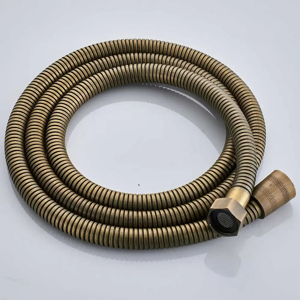 DecorBites™ Antique Brass Shower Faucet Set with Rain Head, Hand Shower, Hose & Valve