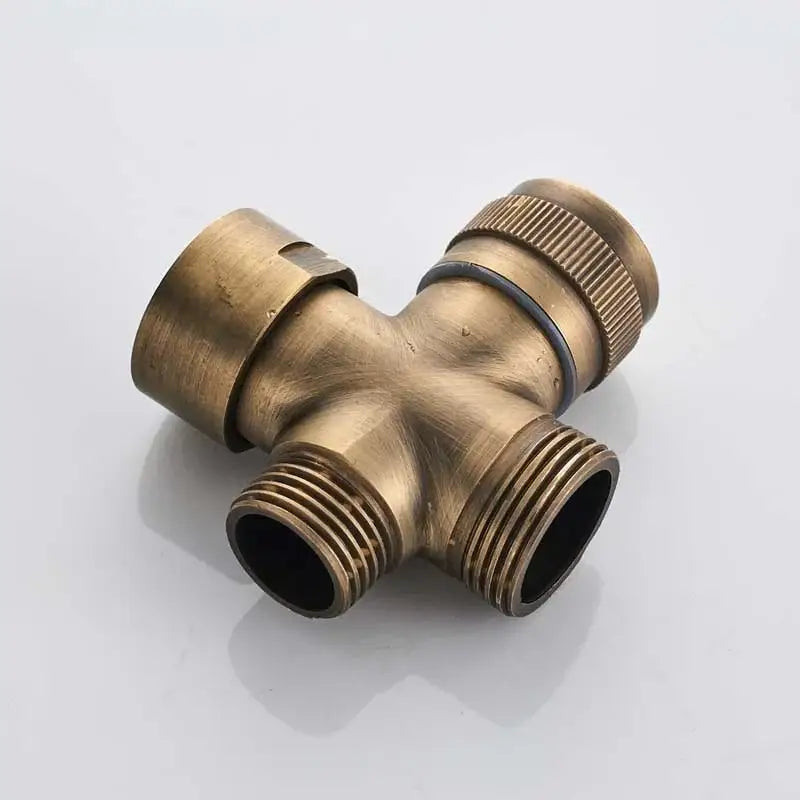 DecorBites™ Antique Brass Shower Faucet Set with Rain Head, Hand Shower, Hose & Valve