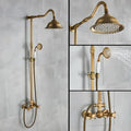 DecorBites™ Antique Brass Shower Faucet with Ceramics Hand Spray and 8'' Rainfall Head