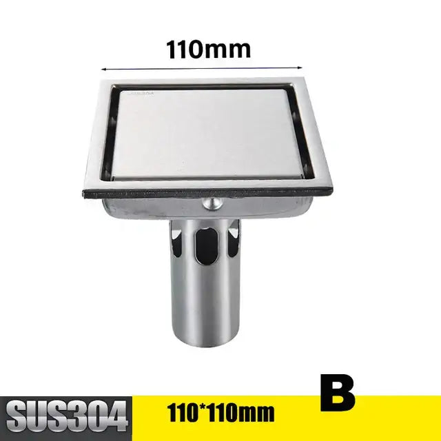 DecorBites™ Antique Brass Shower Floor Drain 10cm Square Waste Strainer Cover Grate