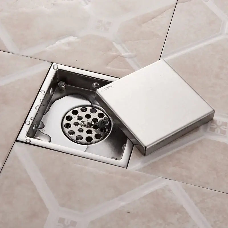 DecorBites™ Antique Brass Shower Floor Drain 10cm Square Waste Strainer Cover Grate