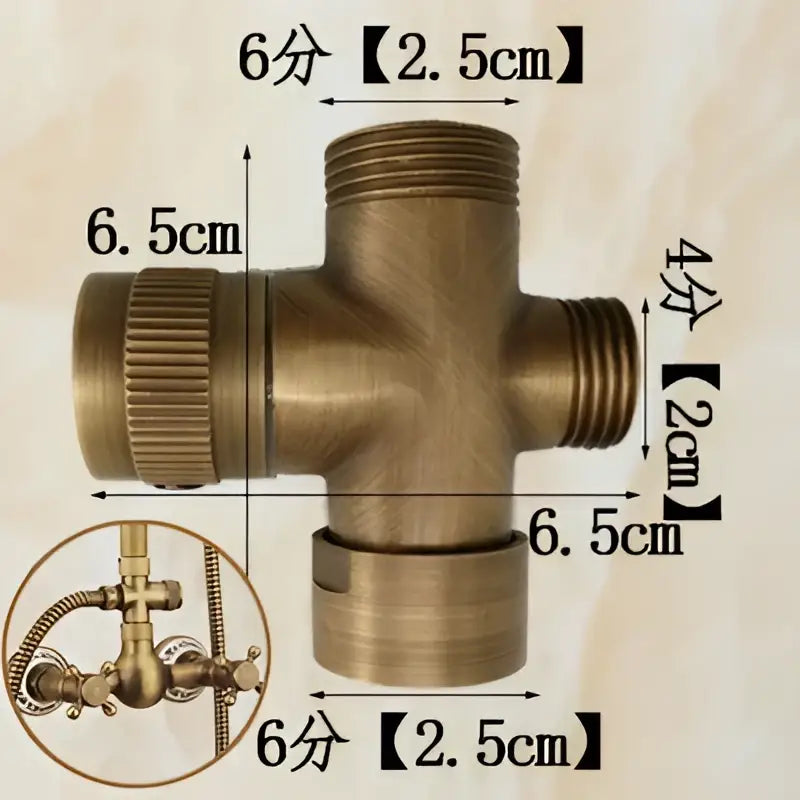 DecorBites™ Antique Brass Shower Set: 8" Rain Head, Hand Shower, Hose, Angle Valve, Bracket