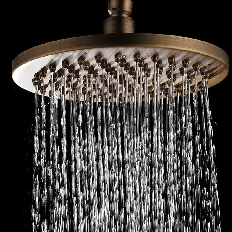 DecorBites™ Antique Brass Shower Set: 8" Rain Head, Hand Shower, Hose, Angle Valve, Bracket