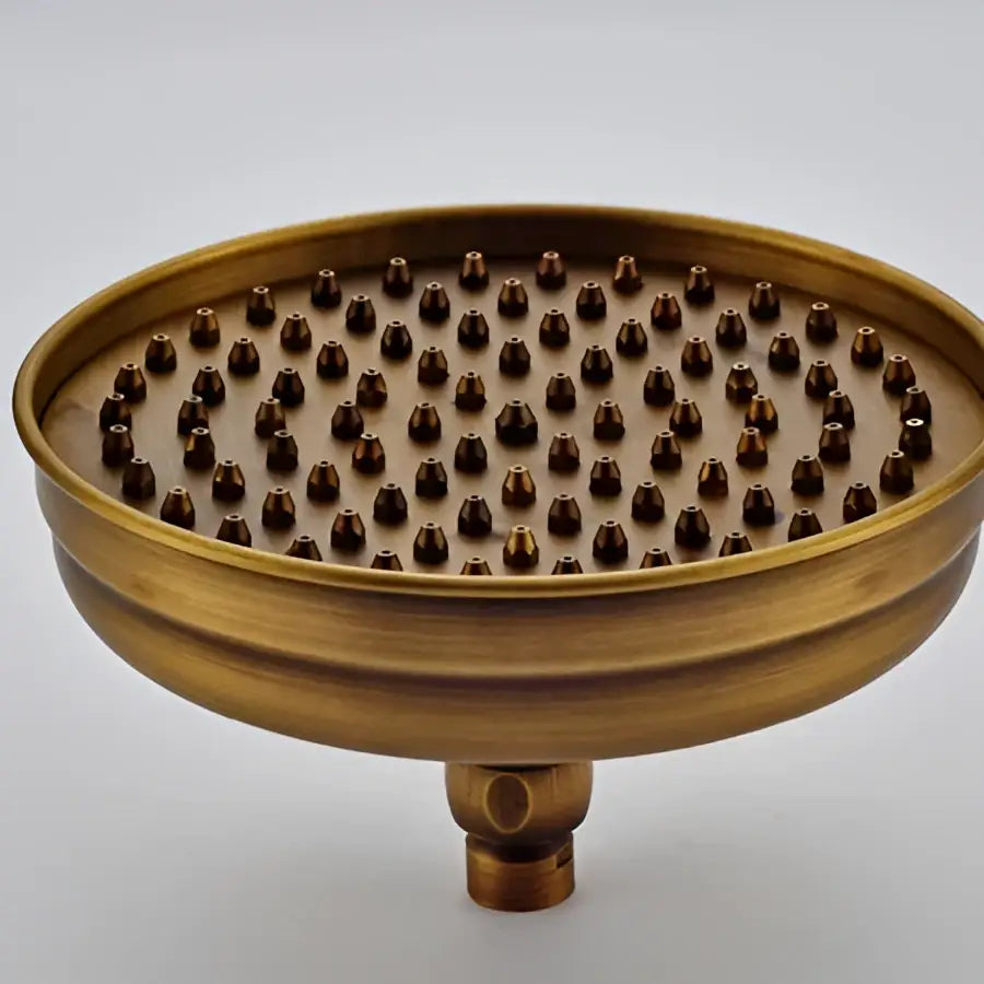 DecorBites™ Antique Brass Shower Set: 8" Rain Head, Hand Shower, Hose, Angle Valve, Bracket