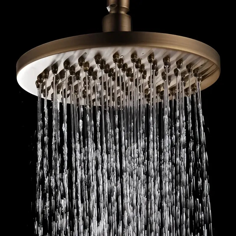 DecorBites™ Antique Brass Shower Set: 8" Rain Head, Hand Shower, Hose, Angle Valve, Bracket