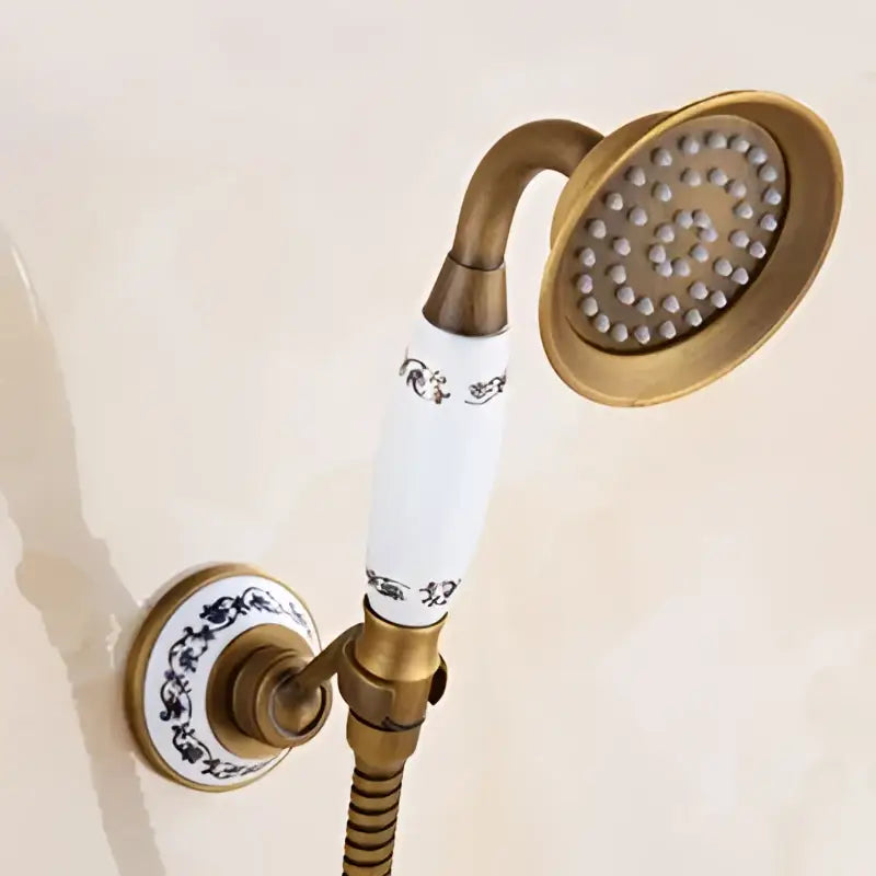 DecorBites™ Antique Brass Shower Set with 3-Way Diverter and Handshower
