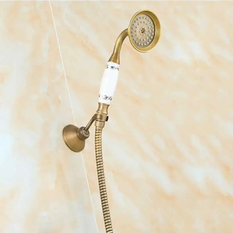 DecorBites™ Antique Brass Shower Set with 3-Way Diverter and Handshower