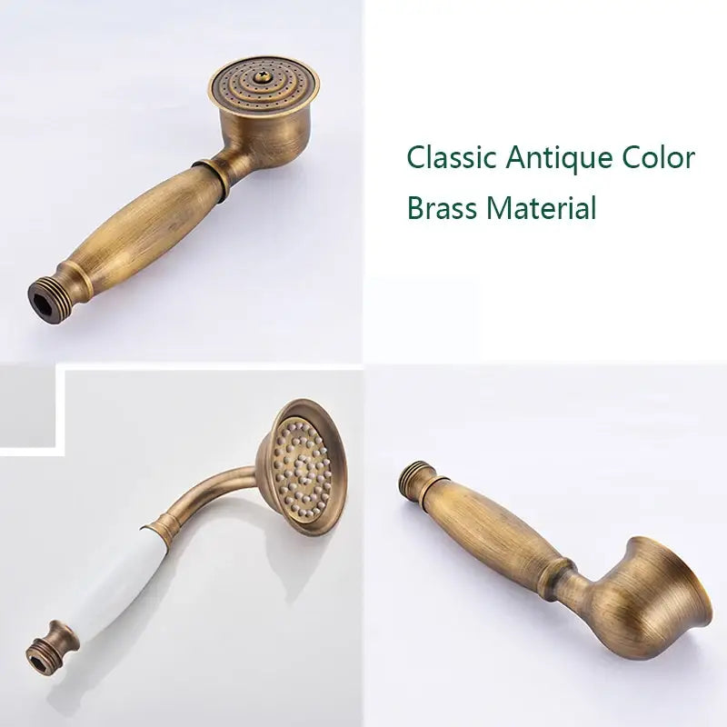 DecorBites™ Antique Brass Shower Set with Handshower, Rainfall Tap Crane