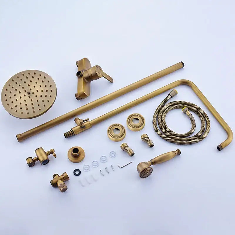 DecorBites™ Antique Brass Shower Set with Handshower, Rainfall Tap Crane