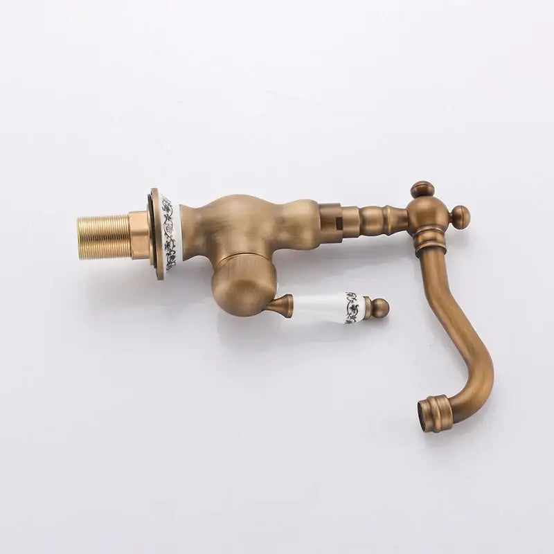 DecorBites™ Antique Brass Single Handle Basin Faucet Swivel Spout Mixer Water Tap