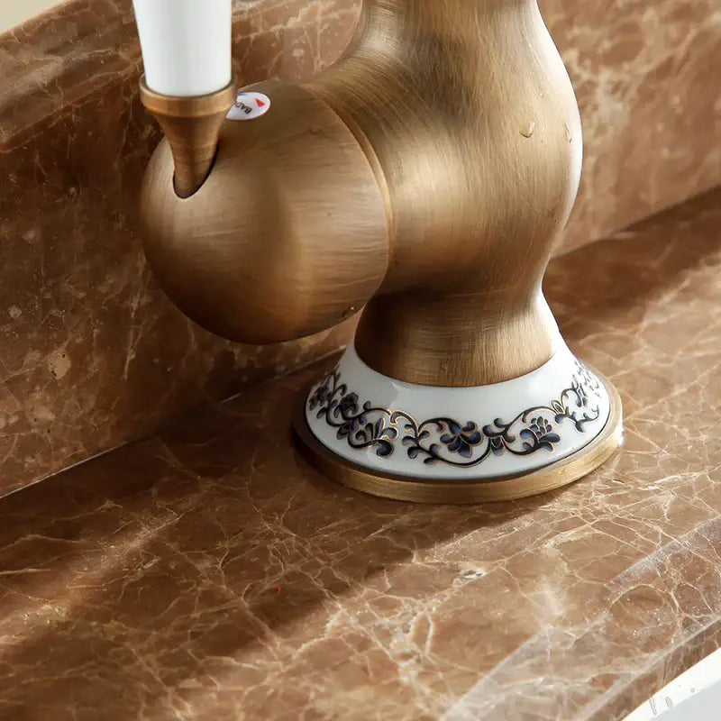 DecorBites™ Antique Brass Single Handle Basin Faucet Swivel Spout Mixer Water Tap