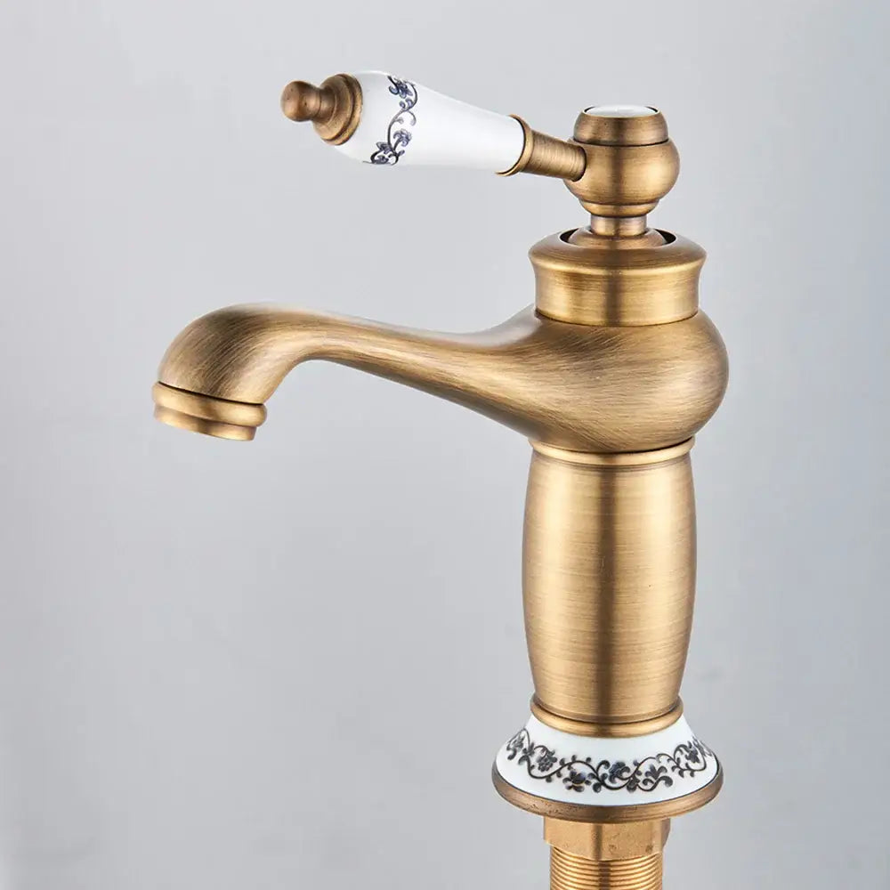 DecorBites™ Antique Brass Single Handle Kitchen Sink Faucet Hot & Cold Water Mixer