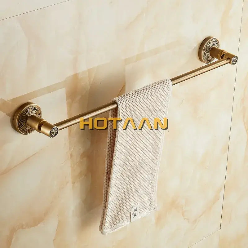 DecorBites™ Antique Brass Single Towel Bar, Wall Mounted Bathroom Holder