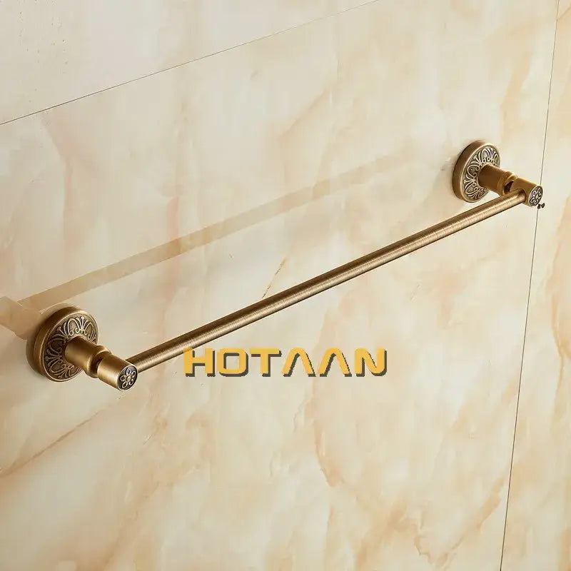 DecorBites™ Antique Brass Single Towel Bar, Wall Mounted Bathroom Holder
