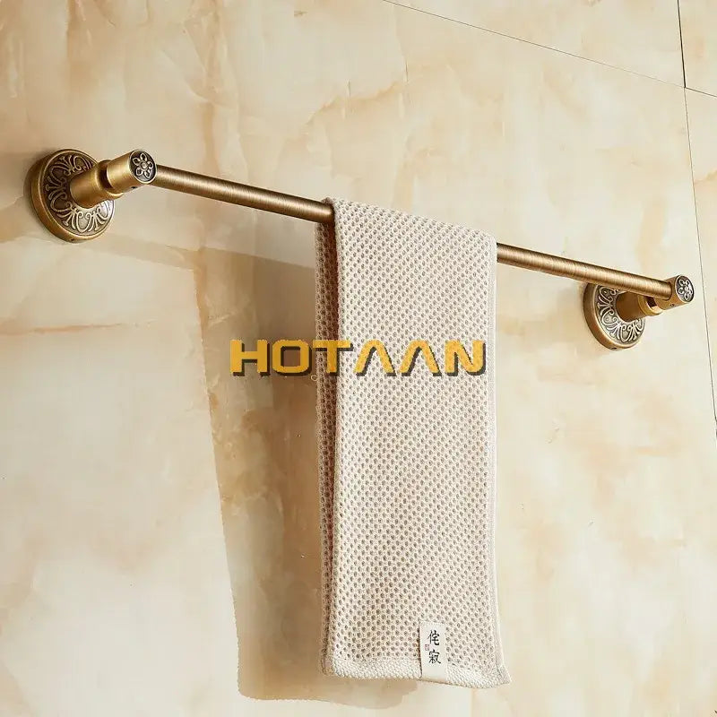 DecorBites™ Antique Brass Single Towel Bar, Wall Mounted Bathroom Holder