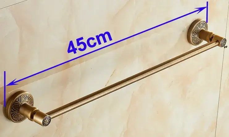 DecorBites™ Antique Brass Single Towel Bar, Wall Mounted Bathroom Holder