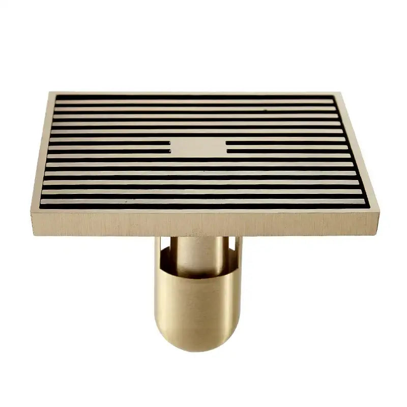 DecorBites™ Antique Brass Square Bath Drain Strainer Hair Art Carved Floor Grate Drain