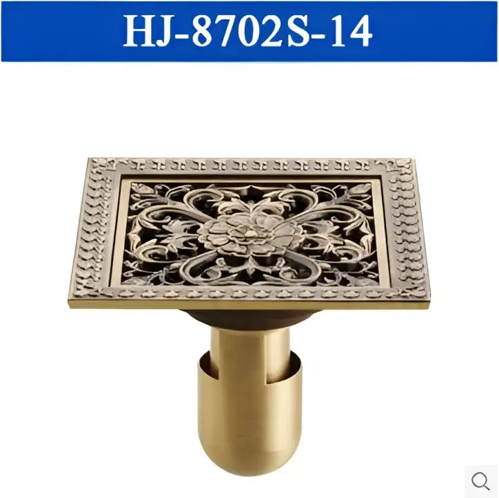 DecorBites™ Antique Brass Square Shower Floor Drain Strainer Grate - HJ-8702S