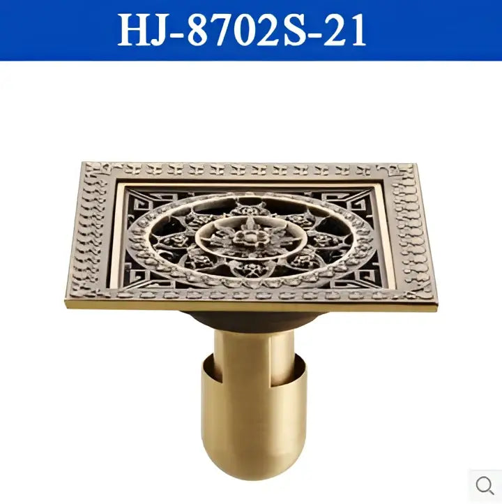 DecorBites™ Antique Brass Square Shower Floor Drain Strainer Grate - HJ-8702S