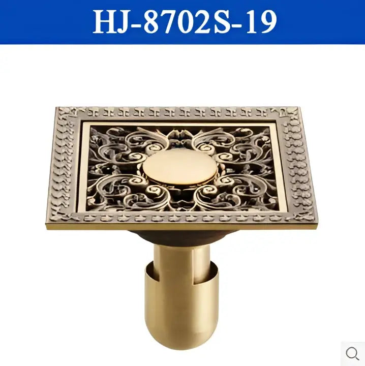 DecorBites™ Antique Brass Square Shower Floor Drain Strainer Grate - HJ-8702S