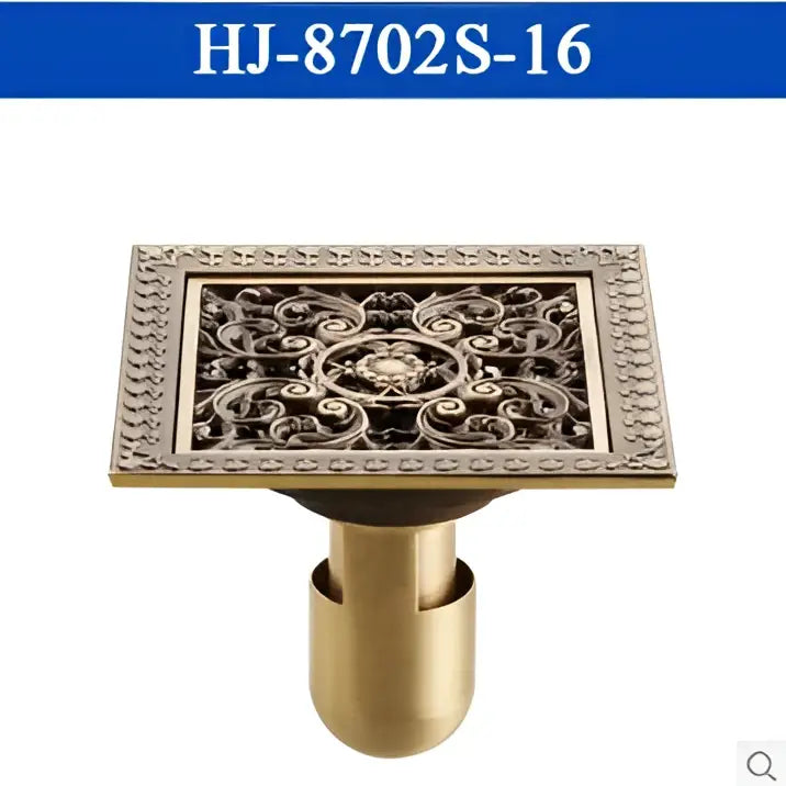 DecorBites™ Antique Brass Square Shower Floor Drain Strainer Grate - HJ-8702S