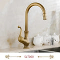 DecorBites™ Antique Brass Swivel Spout Kitchen Faucet Single Handle Vessel Sink Mixer Tap