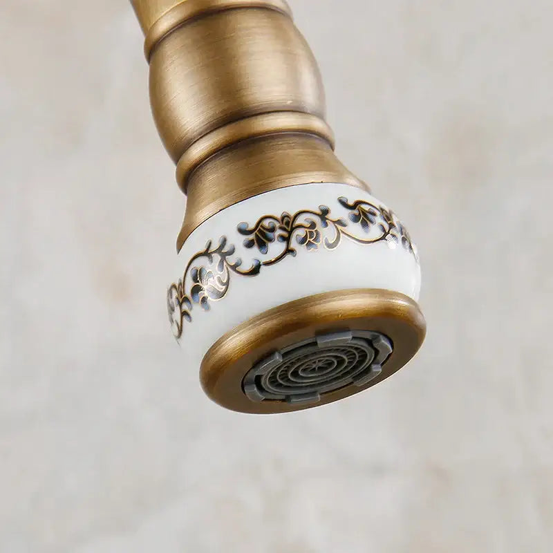 DecorBites™ Antique Brass Swivel Spout Kitchen Faucet Single Handle Vessel Sink Mixer Tap