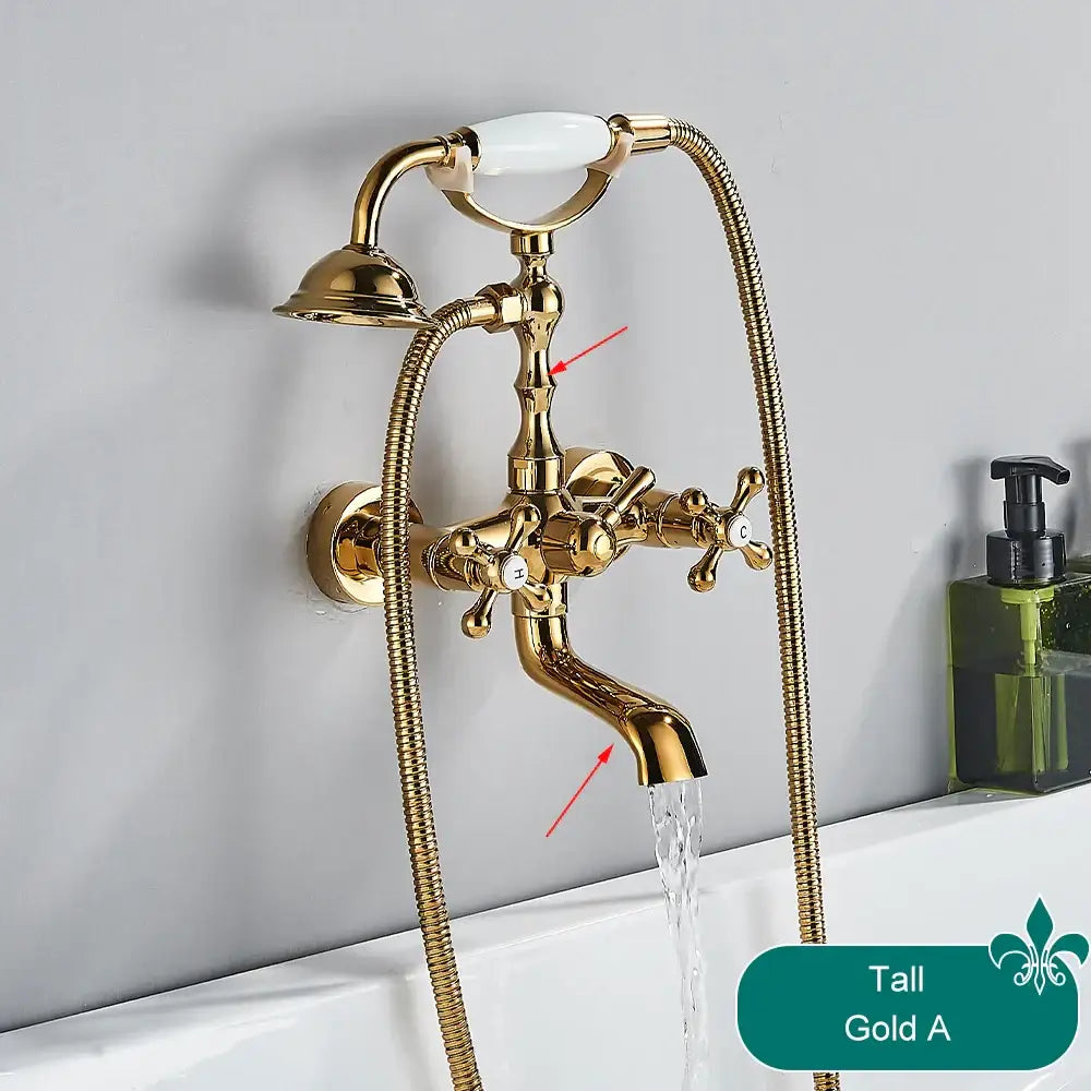 DecorBites™ صنبور حوض استحمام على شكل هاتف نحاسي عتيق يُثبت على الحائط