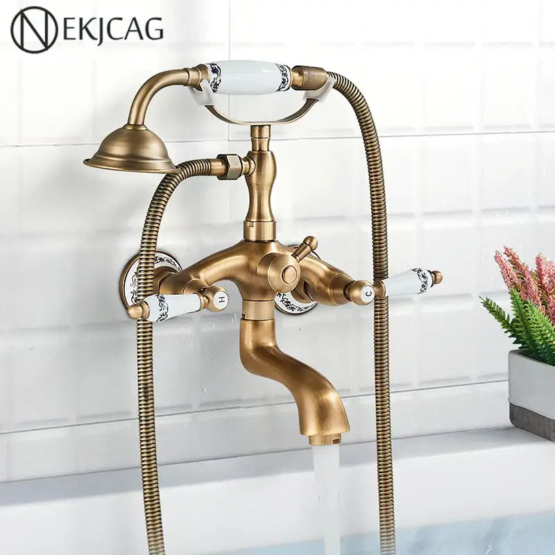 DecorBites™ صنبور حوض استحمام على شكل هاتف نحاسي عتيق يُثبت على الحائط
