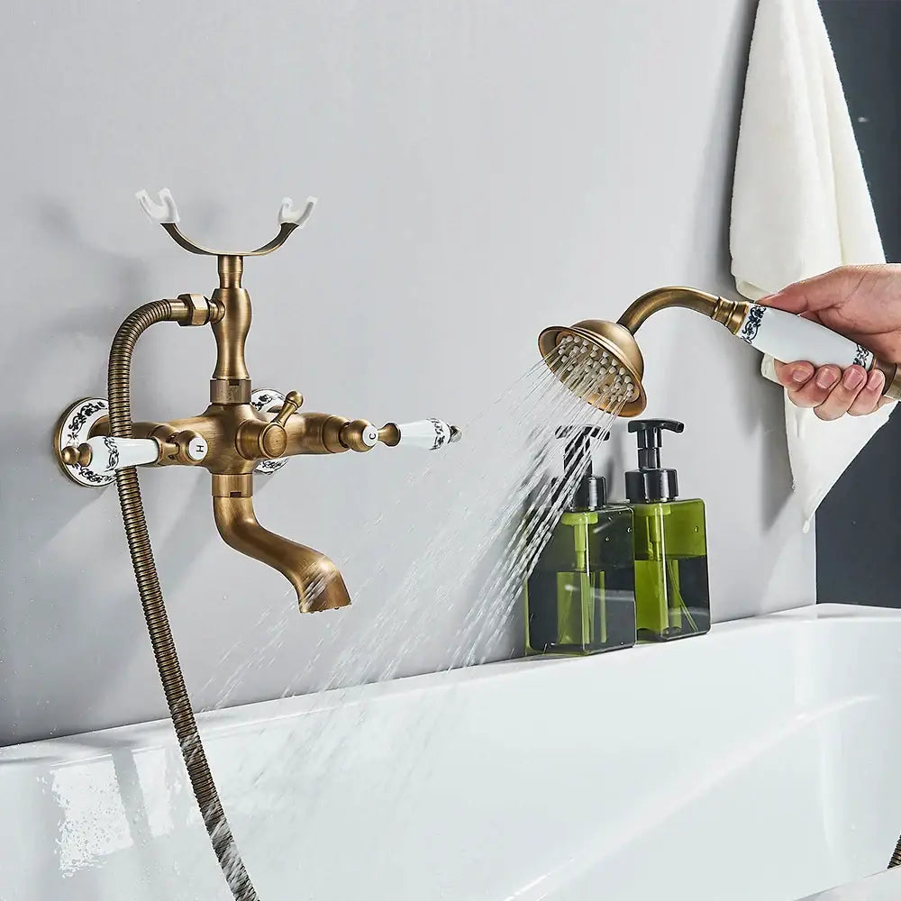 DecorBites™ صنبور حوض استحمام على شكل هاتف نحاسي عتيق يُثبت على الحائط