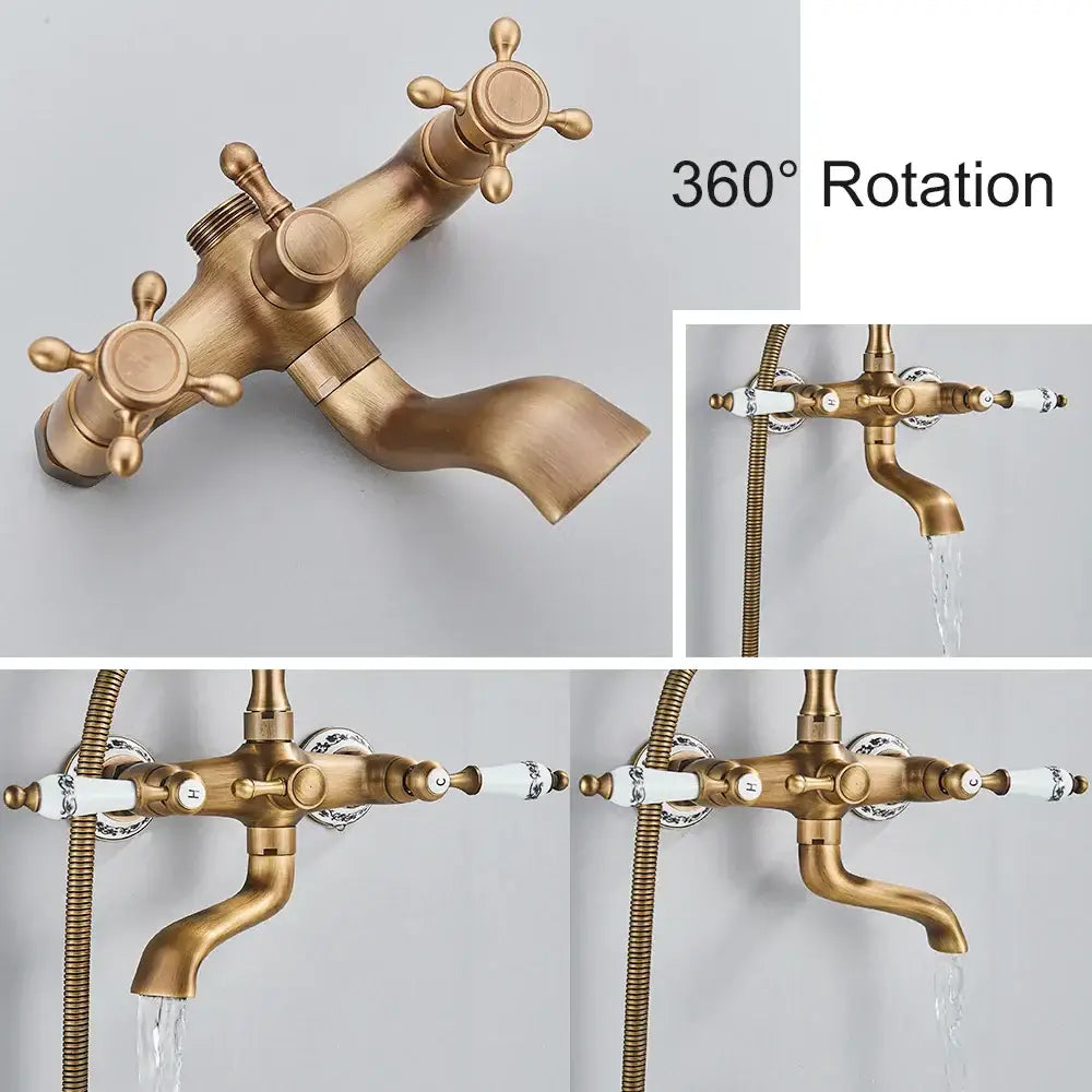 DecorBites™ صنبور حوض استحمام على شكل هاتف نحاسي عتيق يُثبت على الحائط