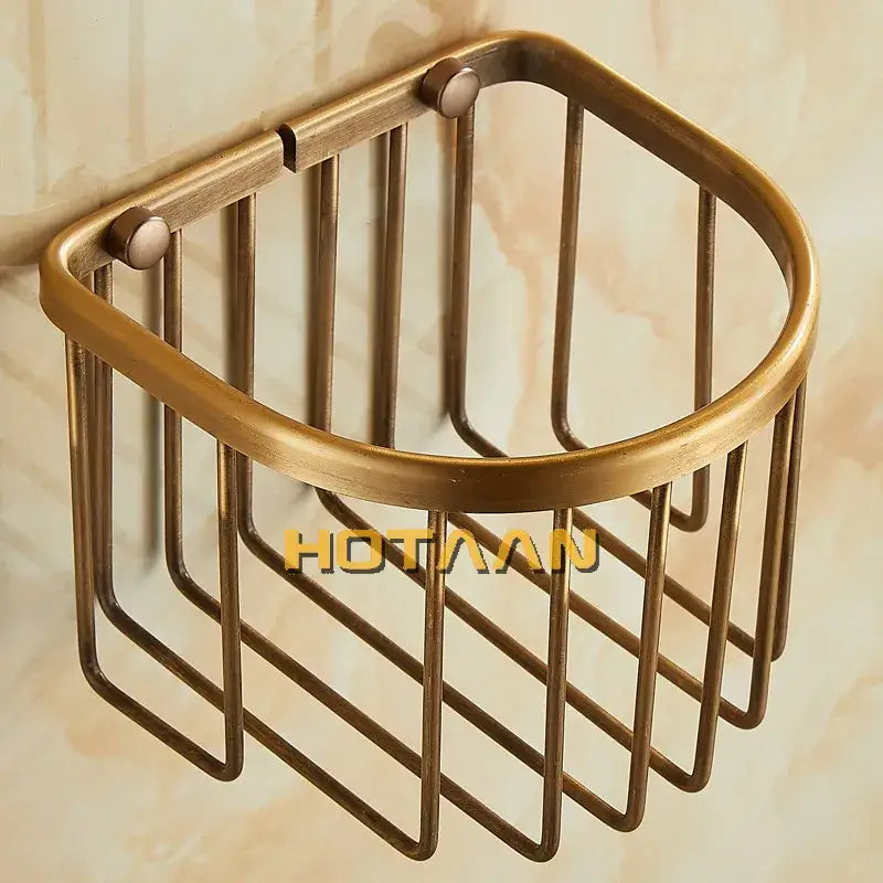DecorBites™ Antique Brass Toilet Paper Holder Mounted Roll Tissue Box - YT-1392