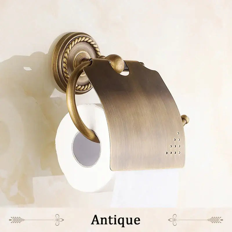 DecorBites™ Antique Brass Toilet Paper Holder Wall Mount Bathroom Accessories