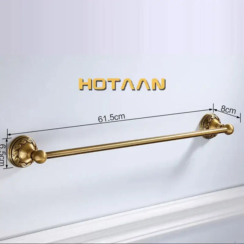 DecorBites™ Antique Brass Towel Holder Single Bar 30-60cm, Solid Aluminium Towel Rack