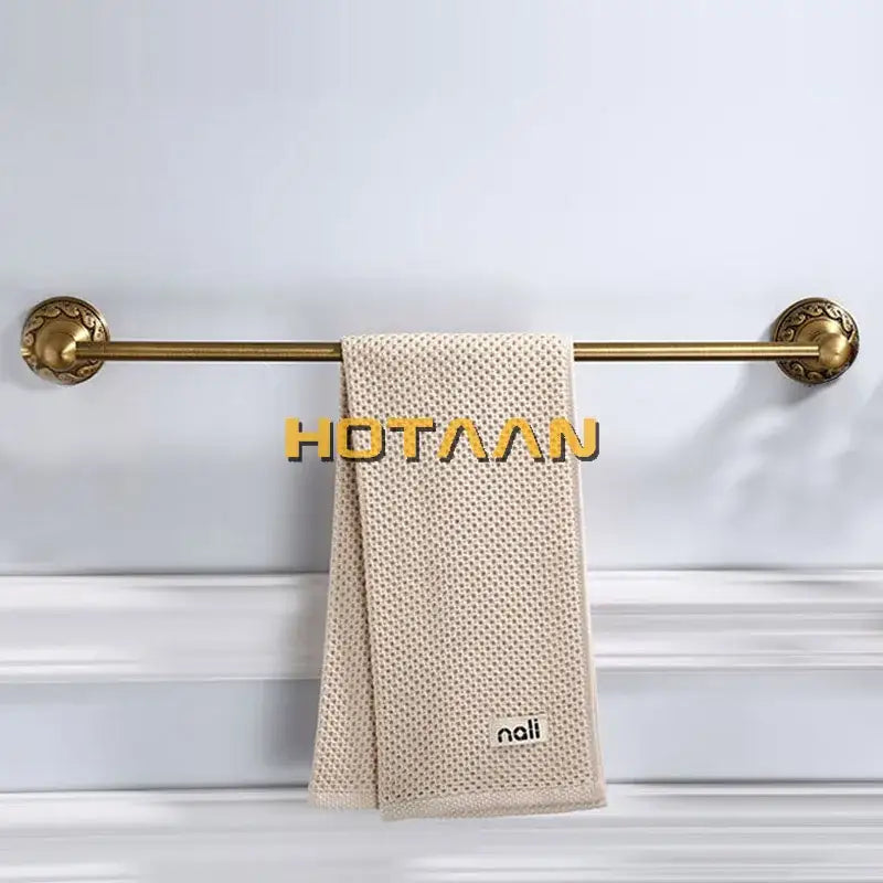 DecorBites™ Antique Brass Towel Holder Single Bar 30-60cm, Solid Aluminium Towel Rack