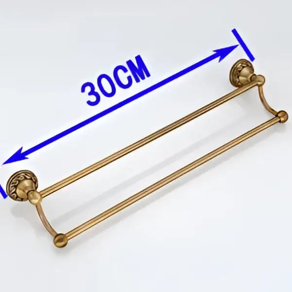 DecorBites™ Antique Brass Towel Holder Single Bar Rack. Solid Aluminium Rail, 30/40/45/50/60cm.
