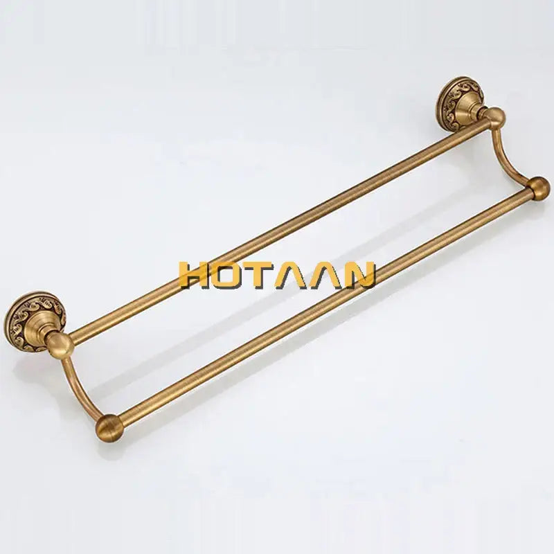 DecorBites™ Antique Brass Towel Holder Single Bar Rack. Solid Aluminium Rail, 30/40/45/50/60cm.