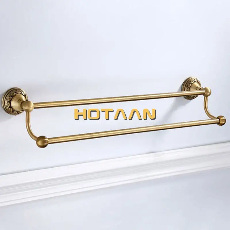 DecorBites™ Antique Brass Towel Holder Single Bar Rack. Solid Aluminium Rail, 30/40/45/50/60cm.
