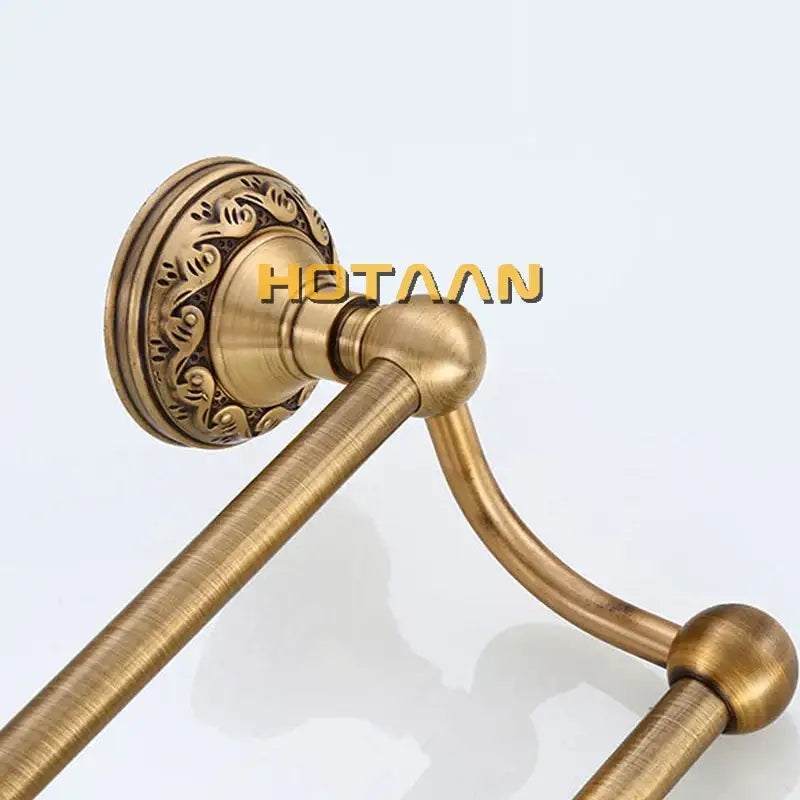 DecorBites™ Antique Brass Towel Holder Single Bar Rack. Solid Aluminium Rail, 30/40/45/50/60cm.