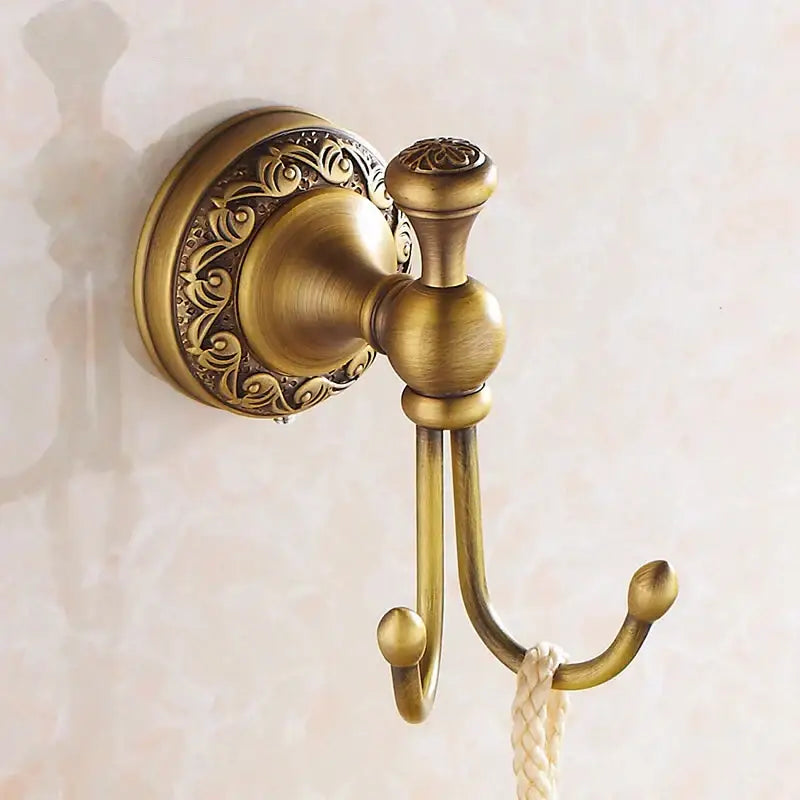 DecorBites™ Antique Brass Towel Hooks Wall Rack Retro Home Deco