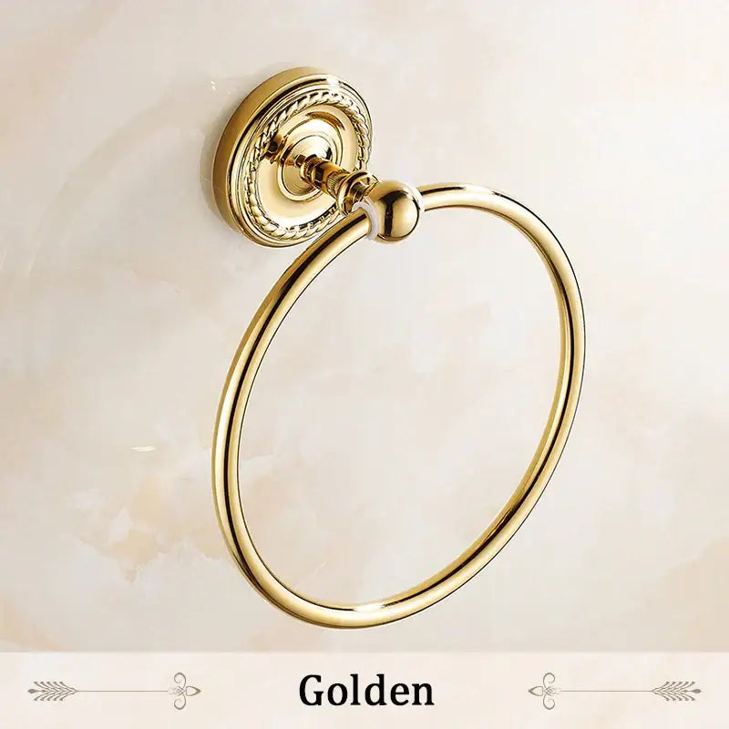 DecorBites™ Antique Brass Towel Ring Wall Mounted Rack Shelf Bathroom Towel Holder