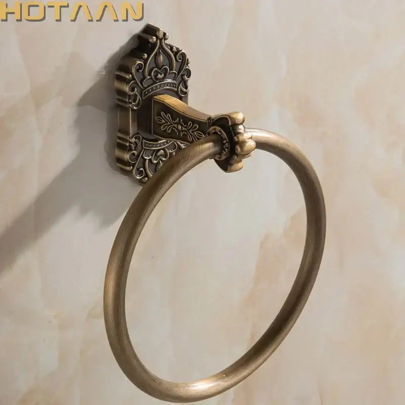 DecorBites™ Antique Brass Towel Ring – Wall-Mounted Round Bathroom Towel Holder