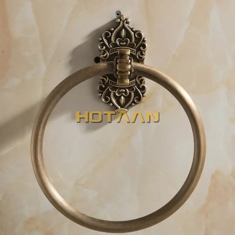 DecorBites™ Antique Brass Towel Ring – Wall-Mounted Round Bathroom Towel Holder