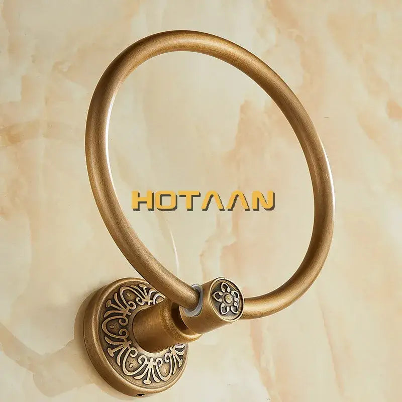 DecorBites™ Antique Brass Towel Ring - Wall-Mounted Round Towel Holder for Bathroom