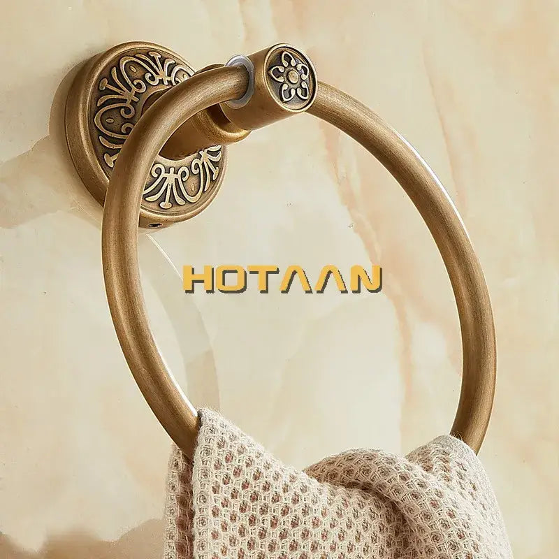 DecorBites™ Antique Brass Towel Ring - Wall-Mounted Round Towel Holder for Bathroom